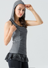 Hooded Seamless Striped Top